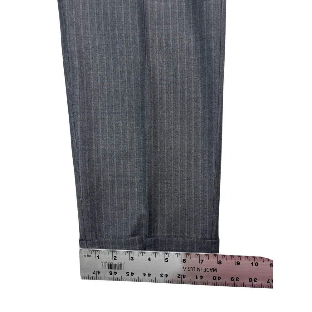 Ermenegildo Zegna 52 42S 36x28 Gray Stripe 2pc Pant Suit Italy Mila Fit Wool